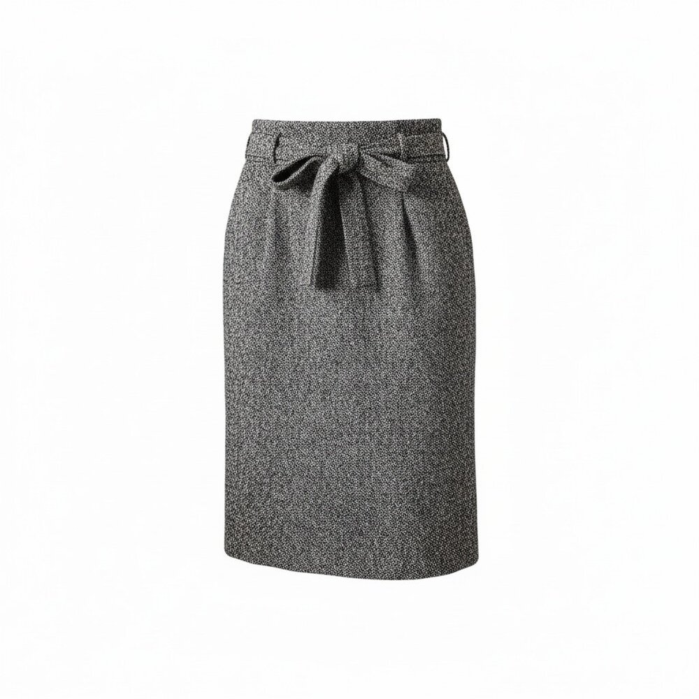 Anthropologie Current Air Tweed Midi Pencil Skirt Black White Large NEW